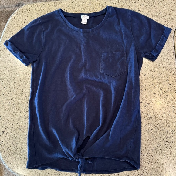 J. Crew Tie-Waisted Pocket Tee in Navy Size XS - Picture 1 of 7